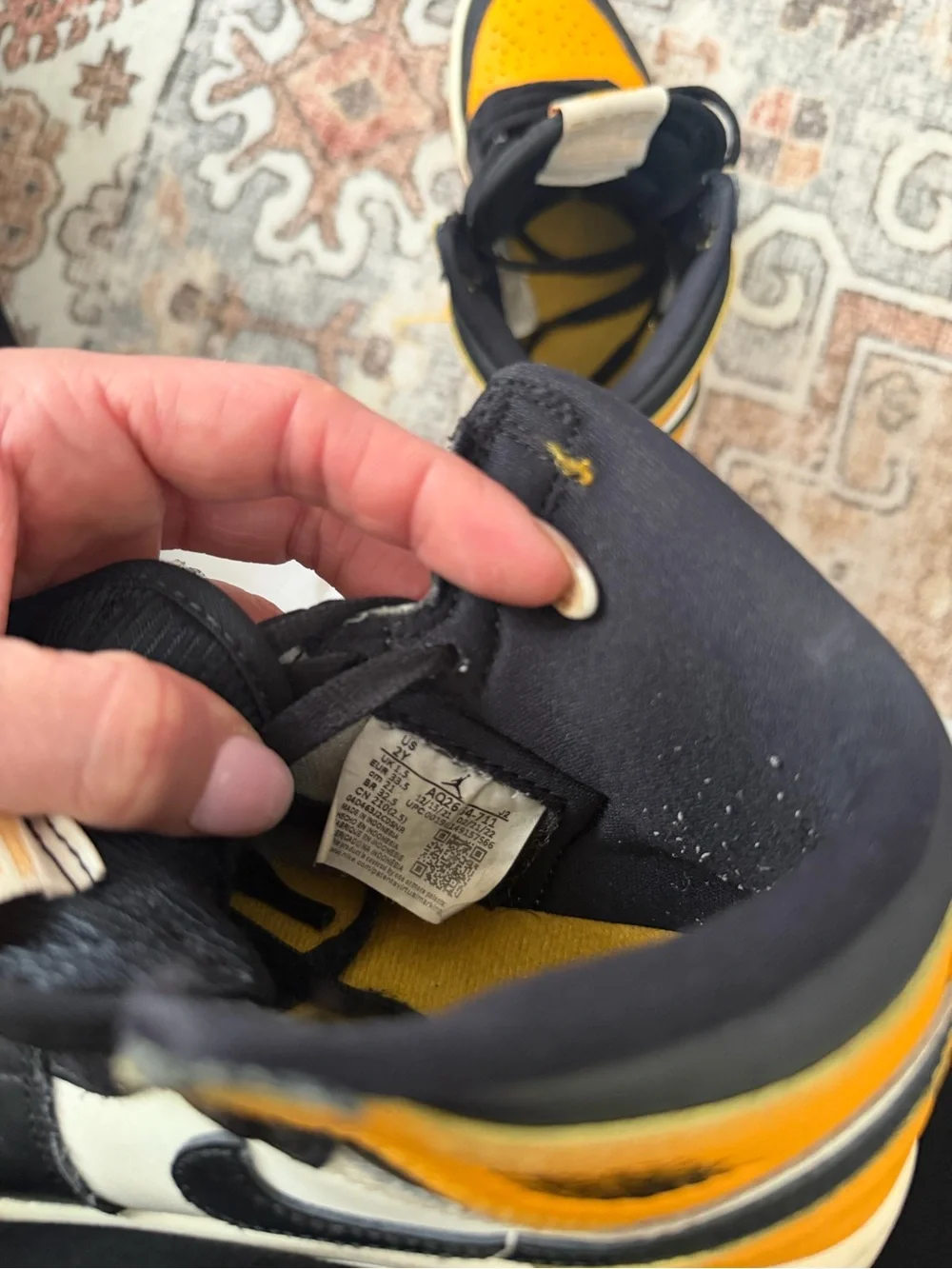 Nike Kids High-Top Sneakers in Black, White & Yellow-Orange